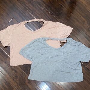 POPFLEX Beige and Gray Crop Tops